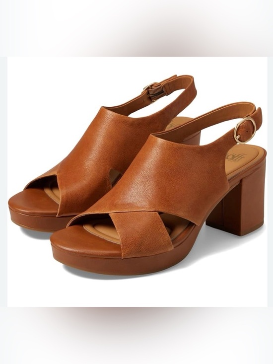 Kork-Ease Shoes - Kork-Ease Brown Leather Crossover Peep-Toe Wedge Sandal Boho 70’s Chic Chunky